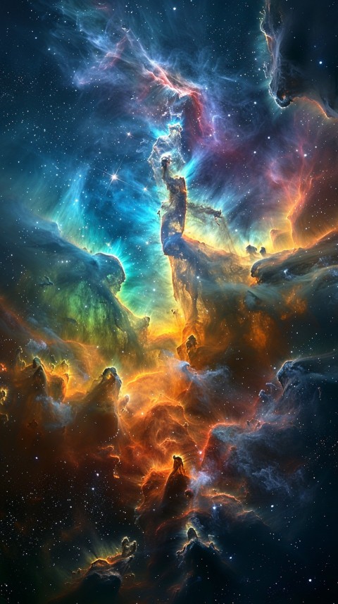 A colorful nebula aesthetic in space with clouds and stars in the background abstract galaxy (217)