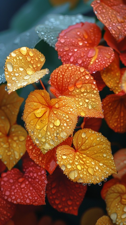 Colorful Leaves with Water Droplets Aesthetic Nature (5)