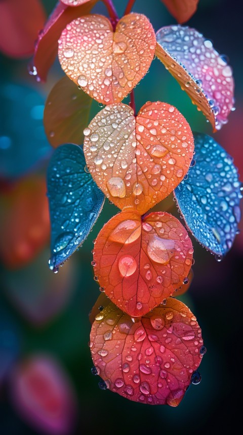 Colorful Leaves with Water Droplets Aesthetic Nature (3)