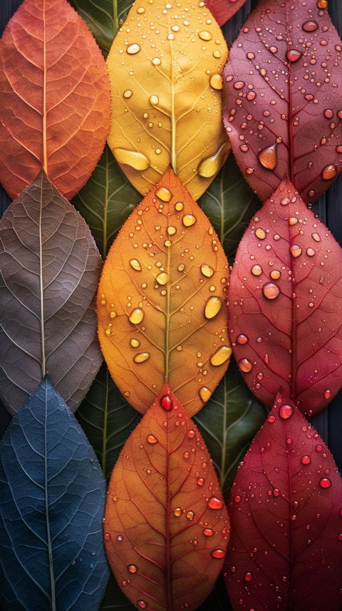 Colorful Leaves with Water Droplets Aesthetic Nature (7)