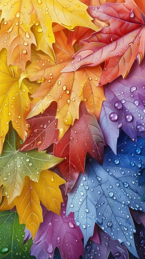 Colorful Leaves with Water Droplets Aesthetic Nature (10)