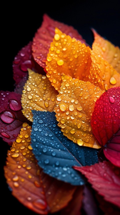 Colorful Leaves with Water Droplets Aesthetic Nature (23)