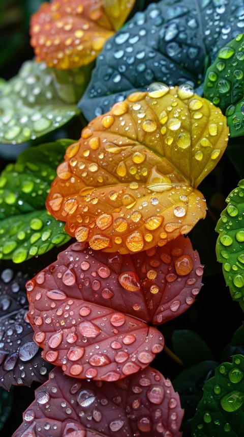 Colorful Leaves with Water Droplets Aesthetic Nature (15)