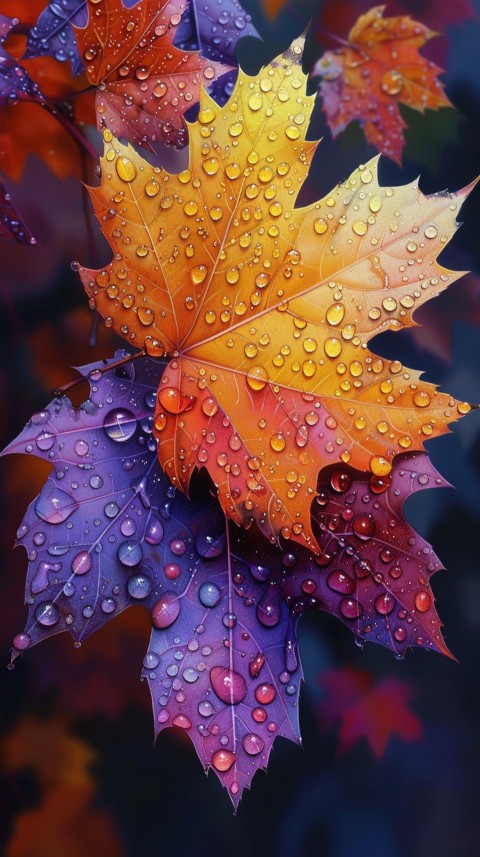 Colorful Leaves with Water Droplets Aesthetic Nature (26)