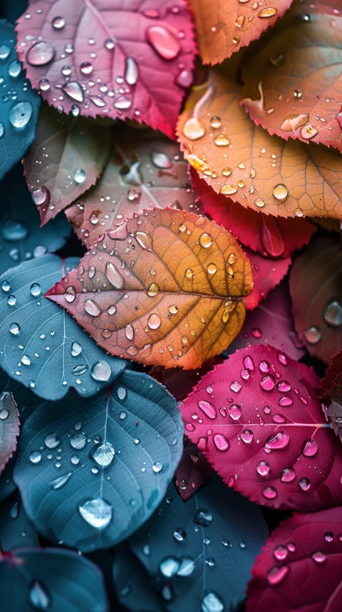 Colorful Leaves with Water Droplets Aesthetic Nature (28)