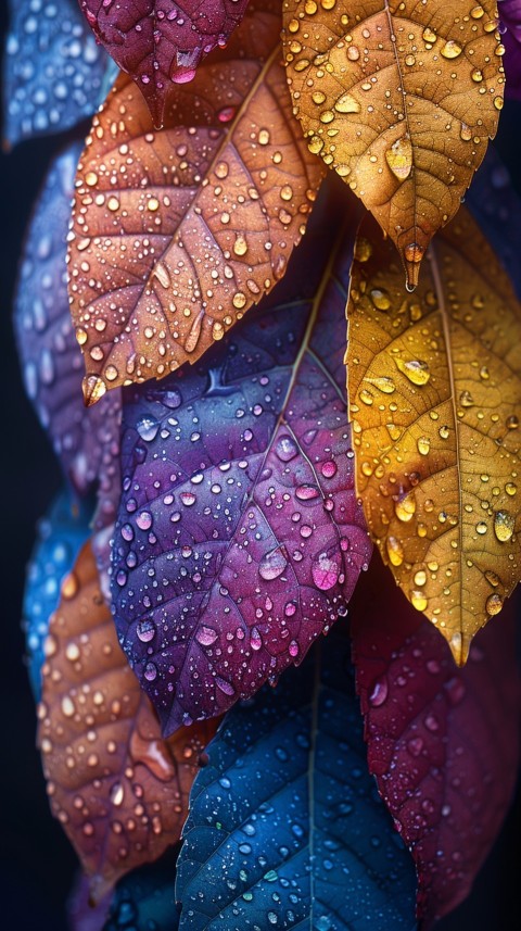 Colorful Leaves with Water Droplets Aesthetic Nature (11)