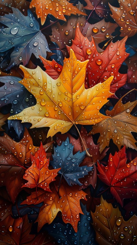Colorful Leaves with Water Droplets Aesthetic Nature (14)