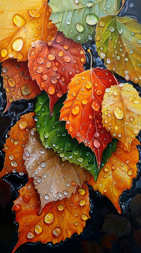 Colorful Leaves with Water Droplets Aesthetic Nature (16)