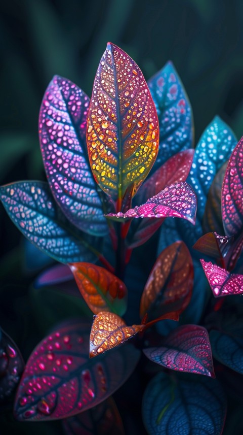 Colorful Leaves with Water Droplets Aesthetic Nature (42)