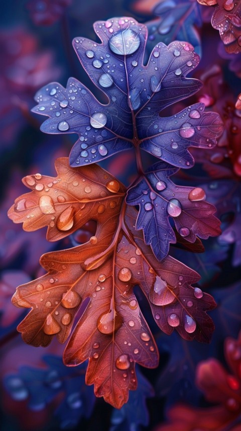 Colorful Leaves with Water Droplets Aesthetic Nature (46)