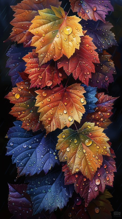 Colorful Leaves with Water Droplets Aesthetic Nature (33)