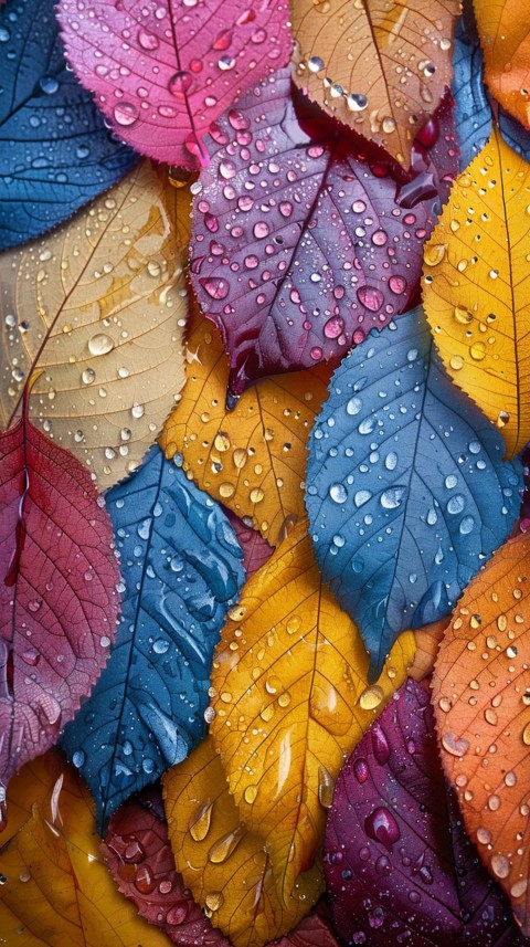 Colorful Leaves with Water Droplets Aesthetic Nature (35)