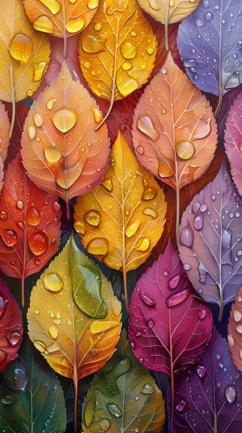 Colorful Leaves with Water Droplets Aesthetic Nature (36)