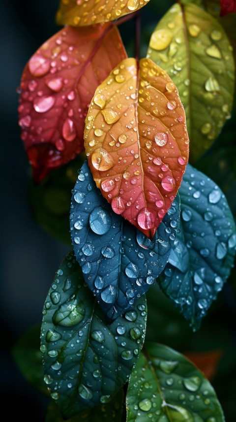 Colorful Leaves with Water Droplets Aesthetic Nature (52)