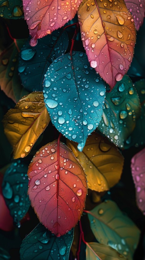 Colorful Leaves with Water Droplets Aesthetic Nature (51)