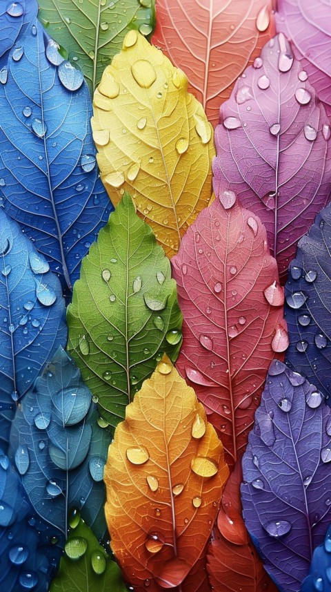 Colorful Leaves with Water Droplets Aesthetic Nature (63)
