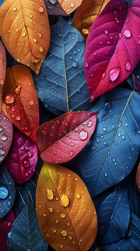 Colorful Leaves with Water Droplets Aesthetic Nature (67)