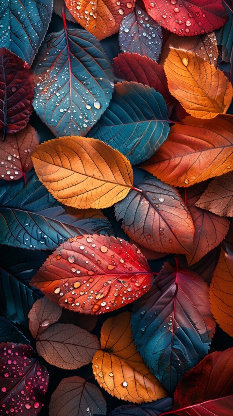 Colorful Leaves with Water Droplets Aesthetic Nature (53)