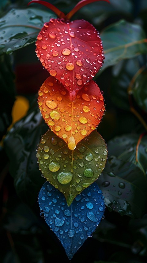 Colorful Leaves with Water Droplets Aesthetic Nature (81)
