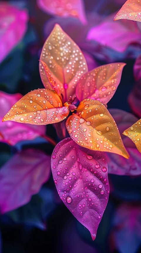 Colorful Leaves with Water Droplets Aesthetic Nature (77)