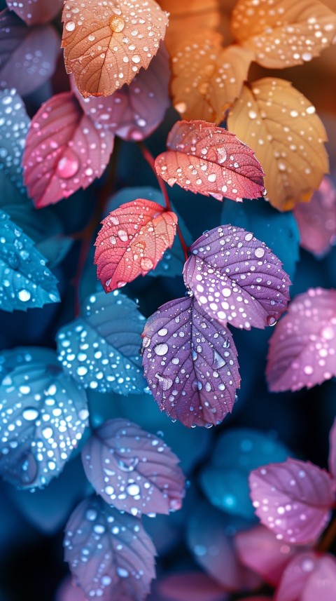 Colorful Leaves with Water Droplets Aesthetic Nature (95)