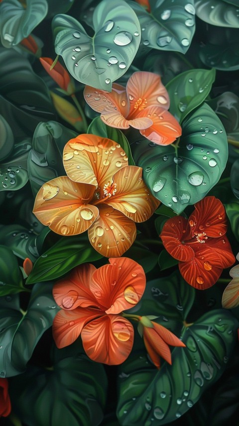 Colorful Leaves with Water Droplets Aesthetic Nature (93)