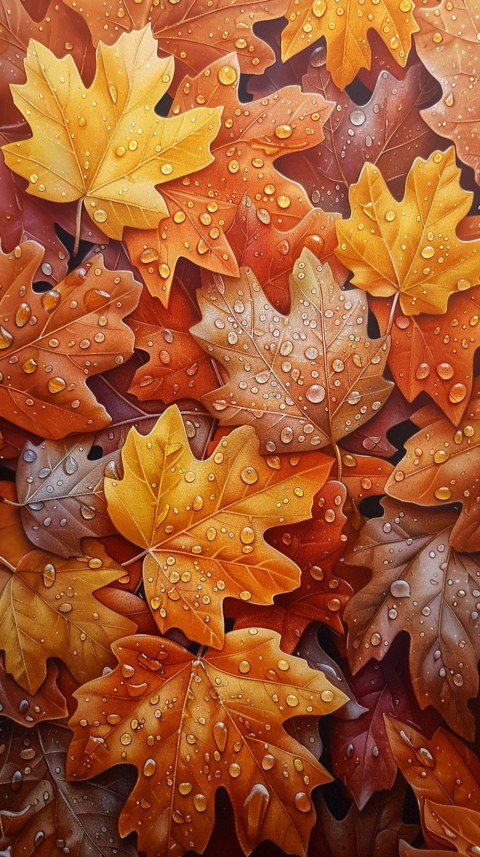 Colorful Leaves with Water Droplets Aesthetic Nature (73)