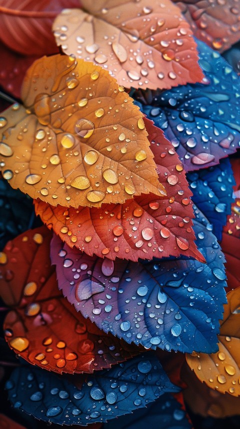 Colorful Leaves with Water Droplets Aesthetic Nature (82)