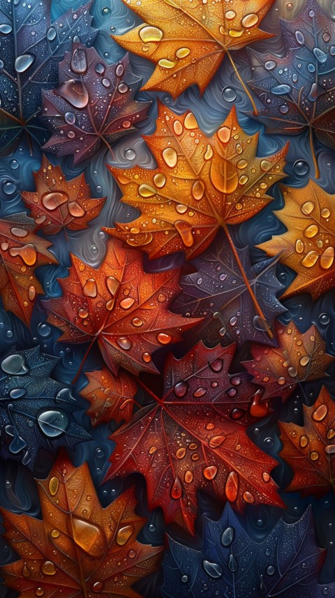 Colorful Leaves with Water Droplets Aesthetic Nature (79)