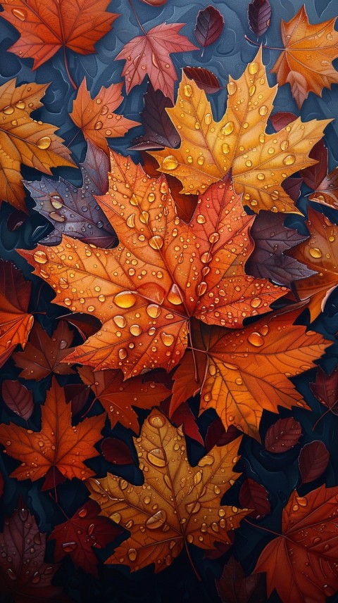 Colorful Leaves with Water Droplets Aesthetic Nature (74)