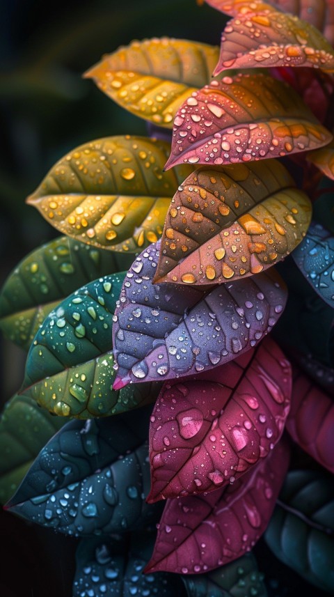 Colorful Leaves with Water Droplets Aesthetic Nature (115)