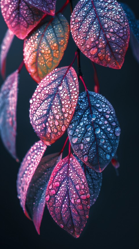 Colorful Leaves with Water Droplets Aesthetic Nature (121)