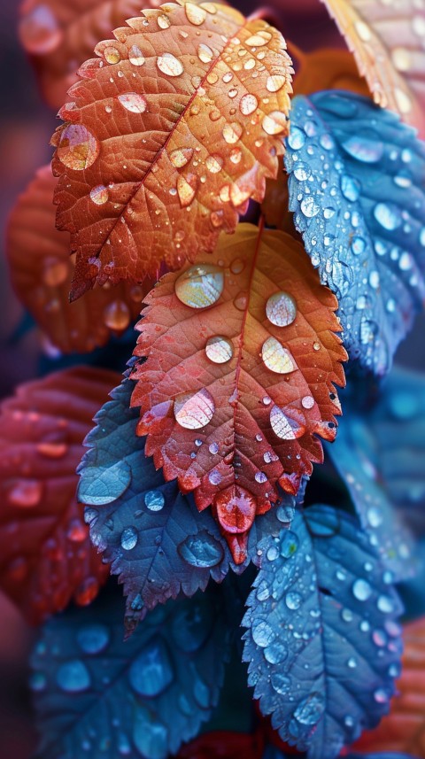Colorful Leaves with Water Droplets Aesthetic Nature (126)