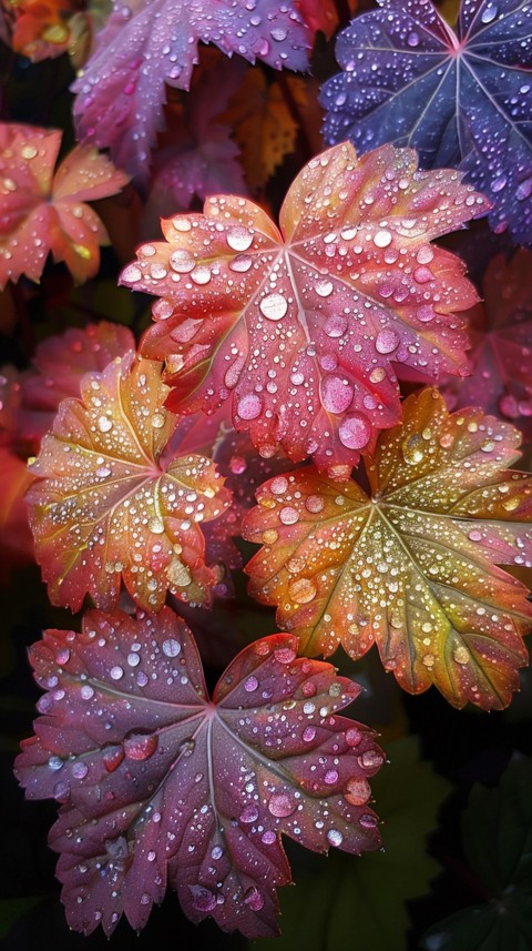 Colorful Leaves with Water Droplets Aesthetic Nature (137)