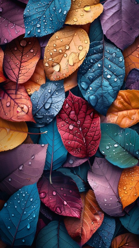 Colorful Leaves with Water Droplets Aesthetic Nature (132)