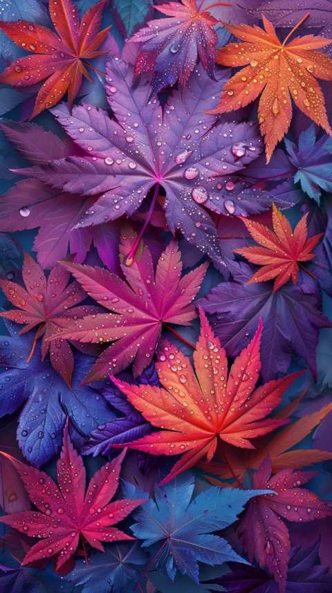 Colorful Leaves with Water Droplets Aesthetic Nature (134)