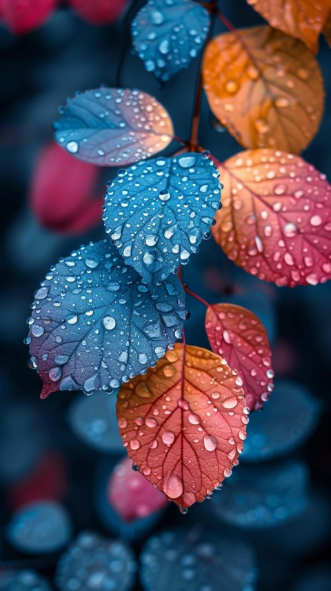 Colorful Leaves with Water Droplets Aesthetic Nature (197)