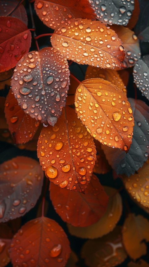 Colorful Leaves with Water Droplets Aesthetic Nature (176)