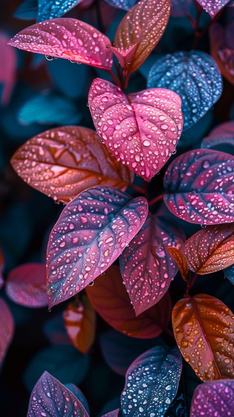 Colorful Leaves with Water Droplets Aesthetic Nature (196)