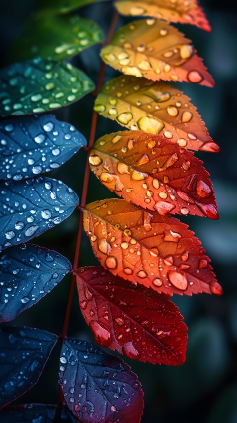 Colorful Leaves with Water Droplets Aesthetic Nature (194)