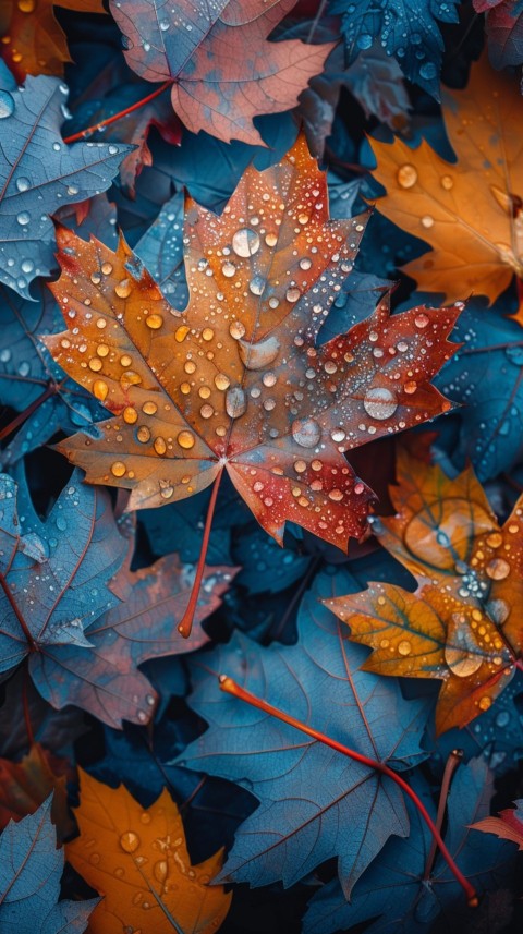 Colorful Leaves with Water Droplets Aesthetic Nature (179)