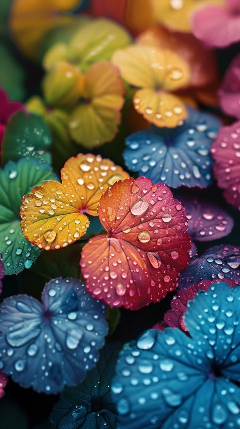 Colorful Leaves with Water Droplets Aesthetic Nature (172)