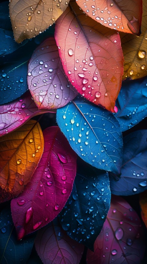 Colorful Leaves with Water Droplets Aesthetic Nature (171)