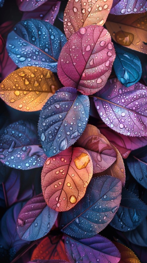 Colorful Leaves with Water Droplets Aesthetic Nature (166)