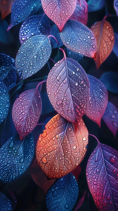 Colorful Leaves with Water Droplets Aesthetic Nature (155)