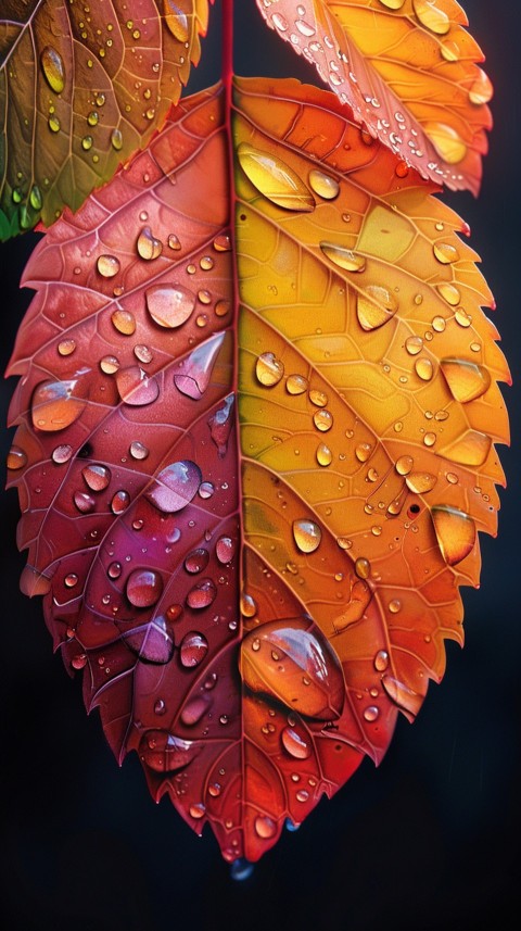 Colorful Leaves with Water Droplets Aesthetic Nature (154)