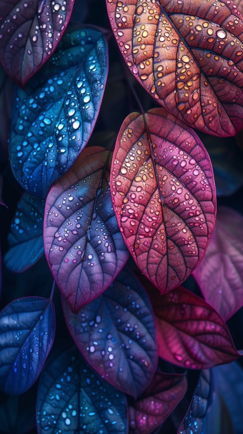 Colorful Leaves with Water Droplets Aesthetic Nature (178)