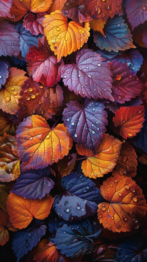 Colorful Leaves with Water Droplets Aesthetic Nature (184)
