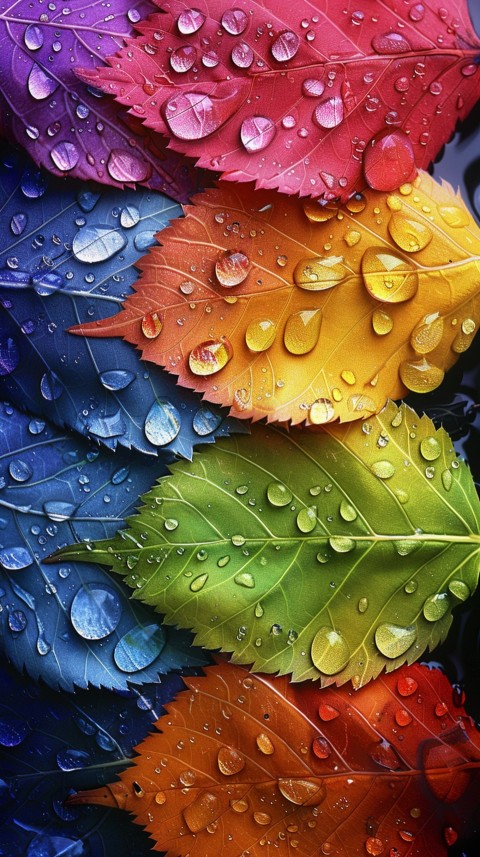 Colorful Leaves with Water Droplets Aesthetic Nature (159)