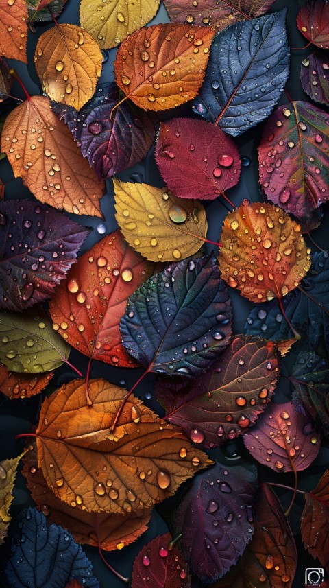 Colorful Leaves with Water Droplets Aesthetic Nature (198)